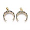 Brass Micro Pave Cubic Zirconia Pendants,Double Horn/Crescent Moon, Colorful, Real 18K Gold Plated, 22x21.5x2mm, Hole: 3x5.5mm