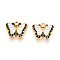 304 Stainless Steel and Enamel Glitter Powder Pendants, Butterfly Charms, Ion Plating(IP), Real 18K Gold Plated, White, 11x13.2x2.2mm, Hole: 1.2~1.4mm
