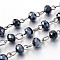 Handmade Glass Beaded Chains for Necklaces Bracelets Making, with Gunmetal Tone Brass Eye Pin, Unwelded, Black, 39.3 inch, about 92pcs/strand