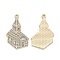 Alloy Enamel Pendants, for Christmas, Castle, Light Gold, Light Grey, 30x19.5x2mm, Hole: 1.6mm