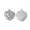 201 Stainless Steel Pendants, Crystal Rhinestone Heart Charms, Stainless Steel Color, 19.5x18x3mm, Hole: 1.6mm