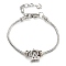 Brass Micro Pave Cubic Zirconia European Bracelets, Platinum, 7-1/8 inch(18.2cm)