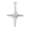 Rack Plating Alloy Rhinestone Pendants, Lead Free & Cadmium Free & Nickel Free, Star, Platinum, 34x23x3mm, Hole: 1.6mm