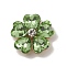 Alloy Cabochons, with Glass Rhinestone, Ligh Gold, Flower, Green, 19x19x5.5mm
