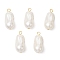 ABS Imitation Pearl Pendants, Oval, with Iron Loop, Golden, 35~36x15~15.5x15mm, Hole: 4mm