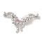 Brass Micro Pave Pink Cubic Zirconia Fold Over Clasps, Cadmium Free & Nickel Free & Lead Free, Buterfly, Platinum, 45mm, Butterfly: 25.5x25.5x7.5mm, Clasp: 13x7.5x5.5mm