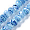 Handmade Lampwork Beads Strands, with Glitter Powder, Inner Flower, Abacus, Faceted, Light Sky Blue, 11.5x8.5mm, Hole: 1.5mm, about 45pcs/strand, 15.16 inch(38.5cm)