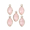 Natural Rose Quartz Faceted Pendants, Brass Horse Eye Charms, Golden, 22.5x10.5x5~5.5mm, Hole: 2mm