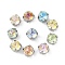 Brass Glass Rhinestone Sew on Rhinestones, Flat Round, Faceted, Mixed Color, Platinum, 8x8x7mm, Hole: 0.8mm