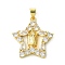 Brass Micro Pave Clear Cubic Zirconia Pendants, Cadmium Free & Nickel Free & Lead Free, Real 18K Gold Plated, Star, 24.5x23.5x3.5mm, Hole: 4x3mm