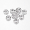 Brass Micro Pave Cubic Zirconia Beads, Rondelle, Platinum, 8mm
