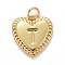 Rack Plating Real 18K Gold Plated Brass Pendants, with Jump Rings, Long-Lasting Plated, Lead Free & Cadmium Free & Nickel Free, Heart with Letter A~Z, Letter.T, 16x15x2.5mm, Jump Ring: 5x0.5mm, 3mm Inner Diameter