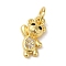 Brass Micro Pave Clear Cubic Zirconia Pendants, Cadmium Free & Nickel Free & Lead Free, Bear , Real 18K Gold Plated, 14x7.5x3mm, Hole: 3.2mm