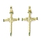 Rack Plating Brass Cubic Zirconia Pendants, Lead Free & Cadmium Free, Cross, Real 18K Gold Plated, 36.5x22x2.5mm, Hole: 7x5mm