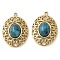 Ion Plating(IP) 304 Stainless Steel with Apatite Pendants, Manual Polishing, Oval, 21x15x5.5mm, Hole: 1.5mm