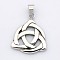 Retro 304 Stainless Steel Pendants, Trinity Knot, Antique Silver, 37x30x4mm, Hole: 7.5x10mm