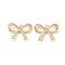 Brass Micro Pave Cubic Zirconia Pendants, Cadmium Free & Lead Free, Real 18K Gold Plated, Bowknot, Clear, 22x28.5x4.5mm, Hole: 3mm