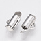 Brass Slide On End Clasp Tubes, Slider End Caps, Cadmium Free & Nickel Free & Lead Free, Platinum, 6x8x4mm, Hole: 1x2.5mm, Inner Diameter: 3mm