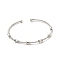 Rack Plating Brass Drum Beaded Open Cuff Bangle for Women, Cadmium Free & Lead Free, Platinum, Inner Diameter: 2 inch(5.2cm)