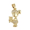 Brass Micro Pave Cubic Zirconia Pendants, Child, Cadmium Free & Lead Free, Real 18K Gold Plated, Clear, 22x15x3mm, Hole: 3x4mm