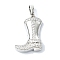 Rack Plating Brass Pave Cubic Zirconia Pendants, Boot, Long-Lasting Plated, Lead Free & Cadmium Free, Platinum, 20x13x3.8mm, Hole: 3.6x4mm