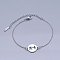 Tarnish Resistant 201 Stainless Steel Link Bracelets, with Lobster Claw Clasps, Coconut Tree with Flat Round, Stainless Steel Color, 6-5/8 inch~6-3/4 inch(16.8~17.1cm)