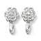 Brass Micro Pave Cubic Zirconia Ice Pick Pinch Bails, Cadmium Free & Nickel Free & Lead Free, Flower, Platinum, 17x9mm, Hole: 5x2mm, Pin: 0.7mm