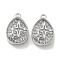 Brass Micro Pave Cubic Zirconia Pendants, Cadmium Free & Nickel Free & Lead Free, Oval with Star, Real Platinum Plated, 15x10x4.5mm, Hole: 1.2mm