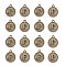 Alloy Pendant Cabochon Settings, For Enamel, Cadmium Free & Lead Free, Flat Round with Letter, Antique Bronze, Letter.P, 14x12x2mm, Hole: 1.5mm