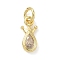 Brass Micro Pave Cubic Zirconia Teardrop & Crown Charms, with Jump Ring, Long-Lasting Plated, Cadmium Free & Lead Free, Real 18K Gold Plated, 12x5.5x2.5mm, Hole: 3mm