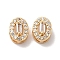 Brass Micro Pave Clear Cubic Zirconia Beads, Cadmium Free & Nickel Free & Lead Free, Oval, Real 18K Gold Plated, 7x6x4mm, Hole: 1mm