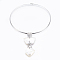 White Shell Pendant Necklaces, Choker Necklaces, Neck Wire Necklaces, with Brass Findings, Platinum, 5.1 inch(13cm)