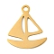 Ion Plating(IP) 304 Stainless Steel Pendants, Laser Cut, Golden, Ship, 25x22x1mm, Hole: 3mm