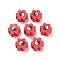 Handmade Polymer Clay Beads, for DIY Jewelry Crafts Supplies, Flower with Yin-yang, FireBrick, 8~9x7.5~8.5x4~4.5mm, Hole: 1.6~1.8mm