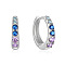 S925 Sterling Silver Colorful Cubic Zirconia Hoop Earrings, Silver, 3x13mm