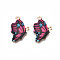 Printed Alloy Pendants, Cadmium Free & Nickel Free & Lead Free, Light Gold, Butterfly, Medium Violet Red, 24.5x16.5x1.5mm, Hole: 1.8mm