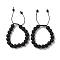 10mm Round Natural Lava Rock Braided Bead Bracelets, Adjustable Nylon Cord Bracelets for Women Men, Inner Diameter: 1-3/4~2-7/8 inch(4.6~7.4cm)