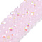 Electroplate Glass Beads Strands, Imitation Jade Beads, Half Plated, Rainbow Plated, Faceted, Rondelle, Pink, 4x3mm, Hole: 0.4mm, about 110~115pcs/strand, 39~40cm