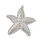 Brass Big Pendants, Cadmium Free & Nickel Free & Lead Free, Real Platinum Plated, Starfish, 63x60.5x3.5mm, Hole: 2.5mm