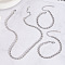 Stainless Steel Chain Necklaces & Bracelets & Anklets Sets for Unisex, Stainless Steel Color