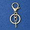 Alloy Initial Letter Charm Keychains, with Alloy Clasp, Golden, Letter I, 8.5cm