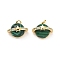 Synthetic Malachite Pendants, Brass Micro Pave Cubic Zirconia Planet with Star Charms, Real 18K Gold Plated, 12x14.5x9mm, Hole: 2.5mm