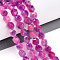 Dyed Natural White Jade Beads Strands, Two Tone, Faceted, Star Cut Round Beads, Fuchsia, 7~8x6~7.5x6~7.5mm, Hole: 1mm, about 48~49pcs/strand, 14.17~15.35''(36~39cm)