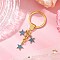 Alloy Enamel Star Keychain, with Iron Split Key Rings, Golden, Cornflower Blue, 75.5mm