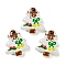 Christmas Theme Handmade Lampwork Beads, Christmas Trees, White, 25~26.5x18.5~22.5x6.5~7.5mm, Hole: 1.6~1.8mm