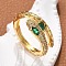 Brass Micro Pave Cubic Zirconia Finger Rings, Cadmium Free & Lead Free, Snake, Real 18K Gold Plated, 9mm, Inner Diameter: 18mm