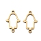304 Stainless Steel Hollow Hamsa Hand Connector Charms, Ion Plating(IP), Real 14K Gold Plated, 19x11.5x1mm, Hole: 1.5mm