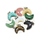 Natural & Synthetic Mixed Stone Pendants, with Stainless Steel Snap On Bails, Moon, Stainless Steel Color, 18~19x20x6mm, Hole: 6x2.5mm
