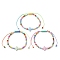 Cross & Round Acrylic Braided Bead Bracelets, Adjustable Nylon Cord Bracelets for Women, Colorful, Inner Diameter: 2~3-1/2 inch(5~9cm)
