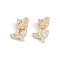 Brass Micro Pave Clear Cubic Zirconia Pendants, Cadmium Free & Nickel Free & Lead Free, Flower Charms, Real 18K Gold Plated, 9x5x4mm, Hole: 0.8mm